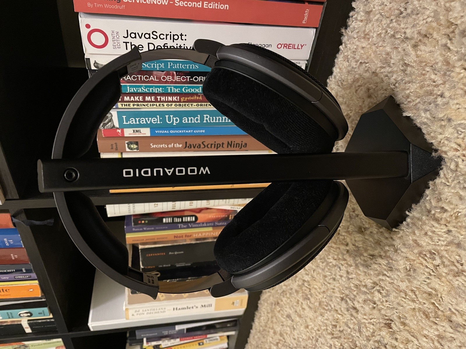 HD 600 next to a bookshelf at an angle